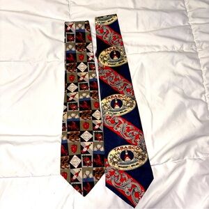 Tabasco 2 Tie Bundle Graphic Logo Novelty Print Ties Hot Sauce